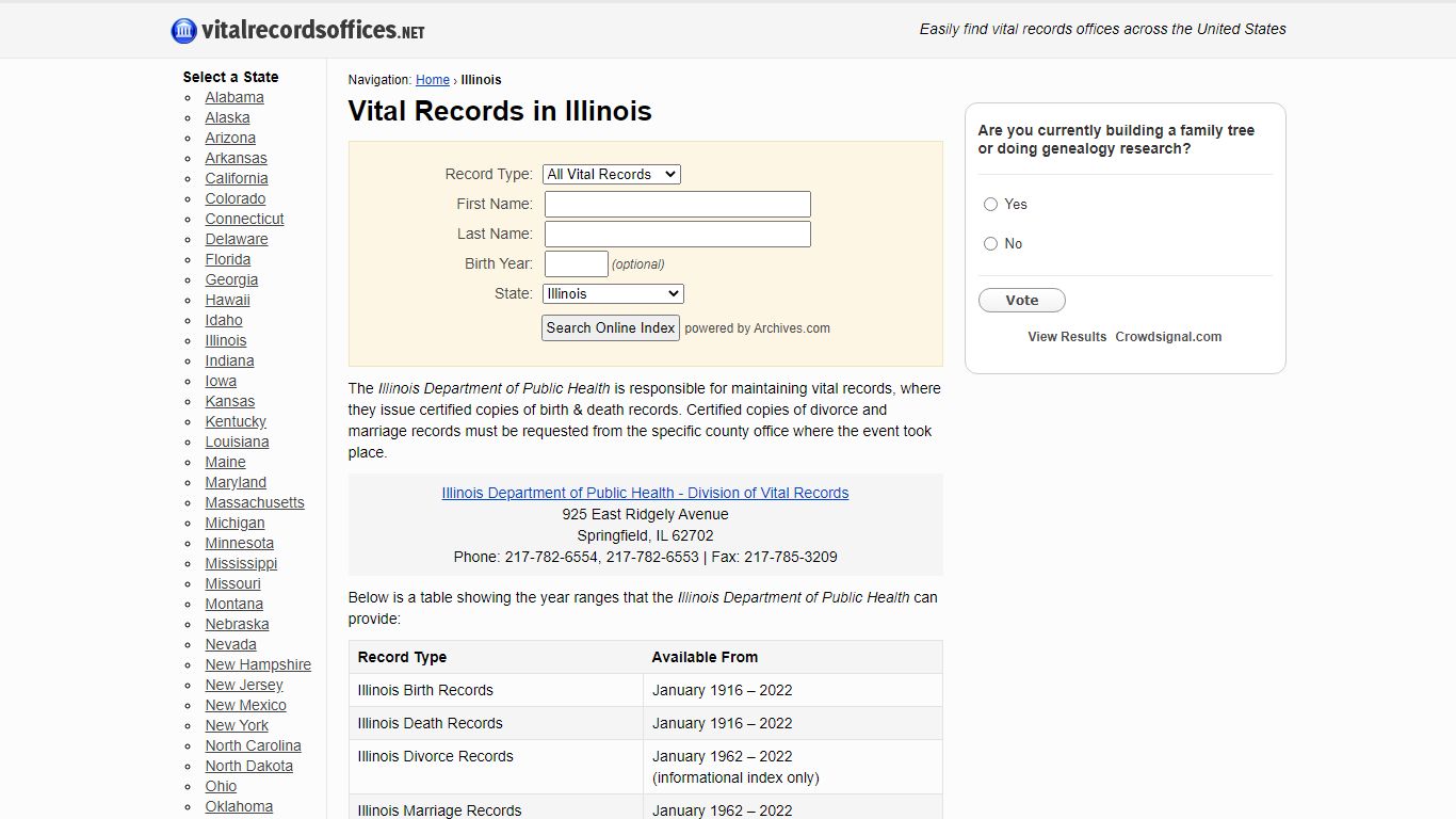 Vital Records in Illinois